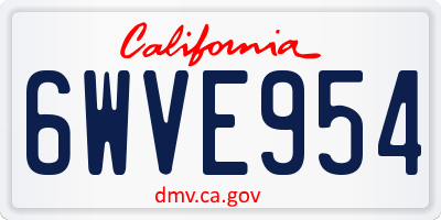 CA license plate 6WVE954