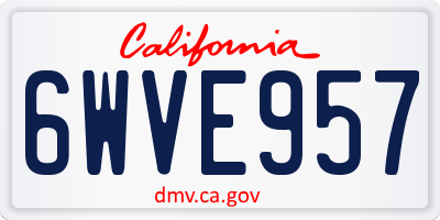 CA license plate 6WVE957
