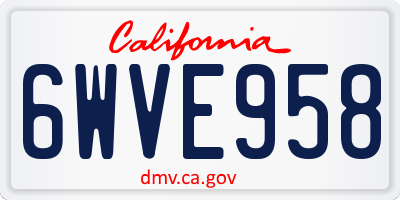 CA license plate 6WVE958