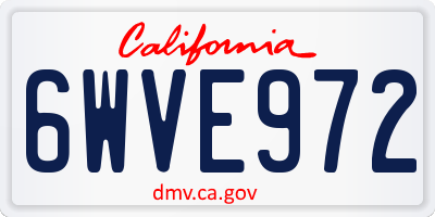 CA license plate 6WVE972