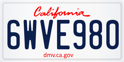 CA license plate 6WVE980