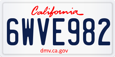 CA license plate 6WVE982