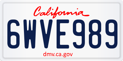 CA license plate 6WVE989
