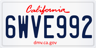 CA license plate 6WVE992