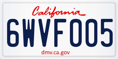 CA license plate 6WVF005