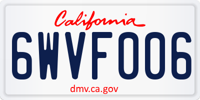 CA license plate 6WVF006