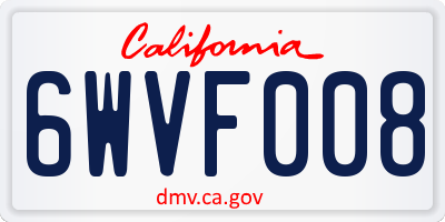 CA license plate 6WVF008