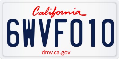 CA license plate 6WVF010