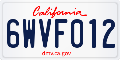 CA license plate 6WVF012