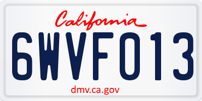CA license plate 6WVF013