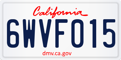 CA license plate 6WVF015