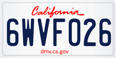 CA license plate 6WVF026