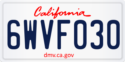 CA license plate 6WVF030