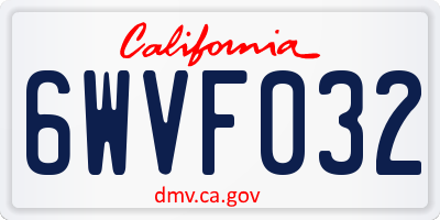 CA license plate 6WVF032