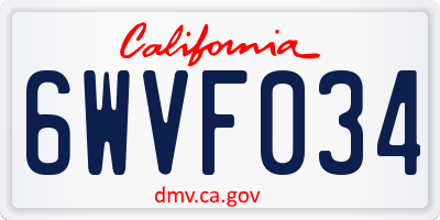 CA license plate 6WVF034