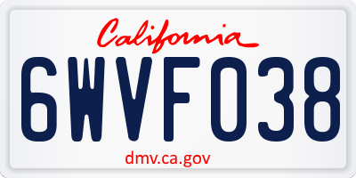 CA license plate 6WVF038