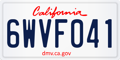 CA license plate 6WVF041