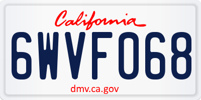 CA license plate 6WVF068