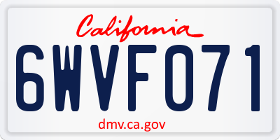 CA license plate 6WVF071