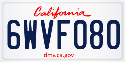 CA license plate 6WVF080