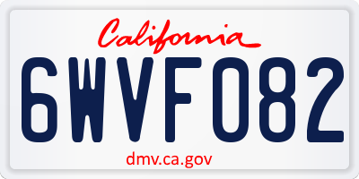 CA license plate 6WVF082