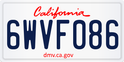 CA license plate 6WVF086