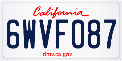 CA license plate 6WVF087