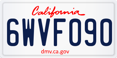 CA license plate 6WVF090