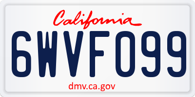 CA license plate 6WVF099