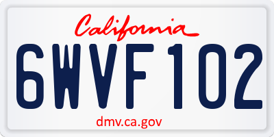 CA license plate 6WVF102
