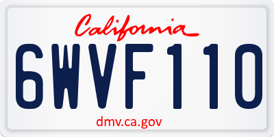 CA license plate 6WVF110