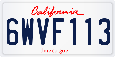 CA license plate 6WVF113