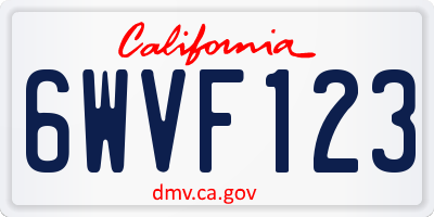 CA license plate 6WVF123