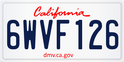 CA license plate 6WVF126