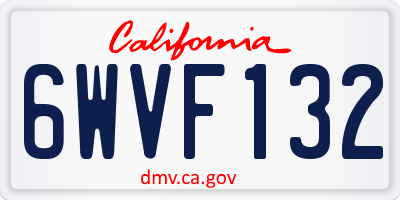 CA license plate 6WVF132