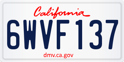CA license plate 6WVF137