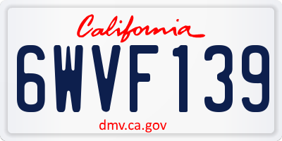 CA license plate 6WVF139