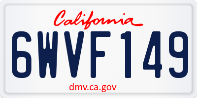CA license plate 6WVF149