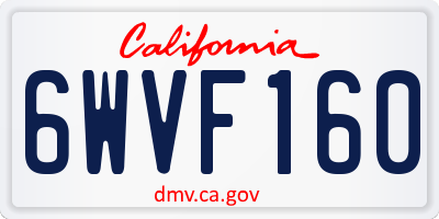 CA license plate 6WVF160