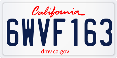 CA license plate 6WVF163