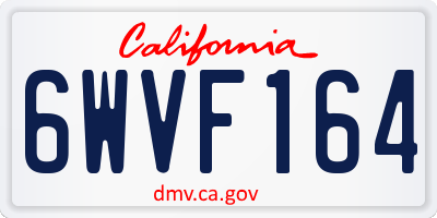 CA license plate 6WVF164