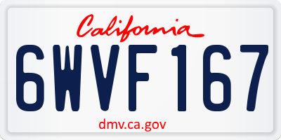 CA license plate 6WVF167