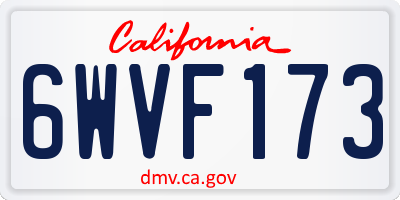 CA license plate 6WVF173