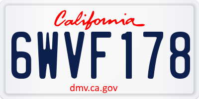 CA license plate 6WVF178