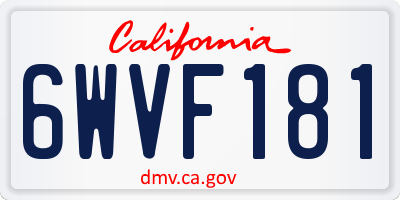 CA license plate 6WVF181