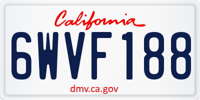 CA license plate 6WVF188
