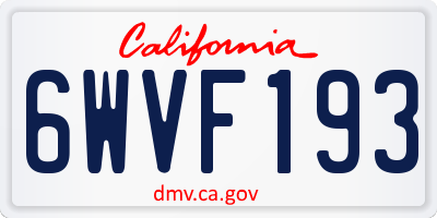 CA license plate 6WVF193
