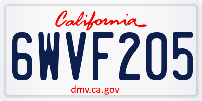 CA license plate 6WVF205
