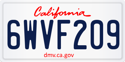 CA license plate 6WVF209