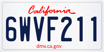 CA license plate 6WVF211
